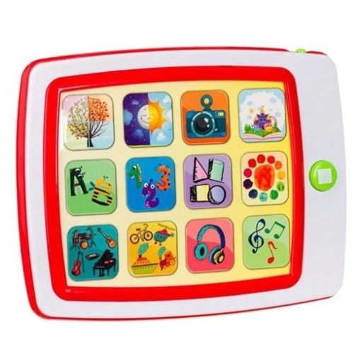 Tableta interactiva cu touchscreen pentru copii 18+ luni, Functionare in limba romana, 12 activitati educationale, Cunostinte, Cantece, Jocuri, Lumini, Dezvolta abilitatile cognitive si motorii, Functionare cu baterii 3 x AAA (neincluse), Multicolor