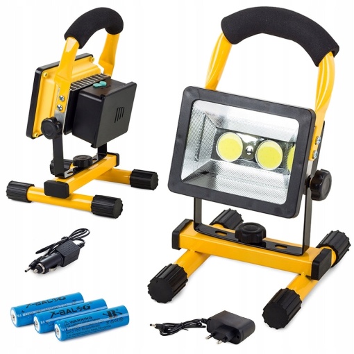 Lampa de lucru tip proiector cu 2 LED-uri COB, Putere 50W, 3 Acumulatori inclusi