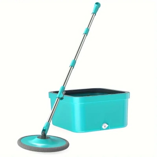 Set cu galeata 6L si mop rotativ, stoarcere prin centrifuga, 2 rezerve de mop, cu rotire 360, separare a apei murdare, maner reglabil, tucoaz