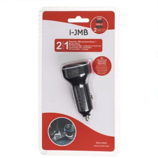 Modulator FM Auto cu Functie de Incarcare 2 in 1, 3.1A USB TYPE-C - I-JMB, Negru