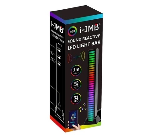 Bara Gaming cu 32 de Becuri LED, Sound Reactive, 18.5x2.4x2cm