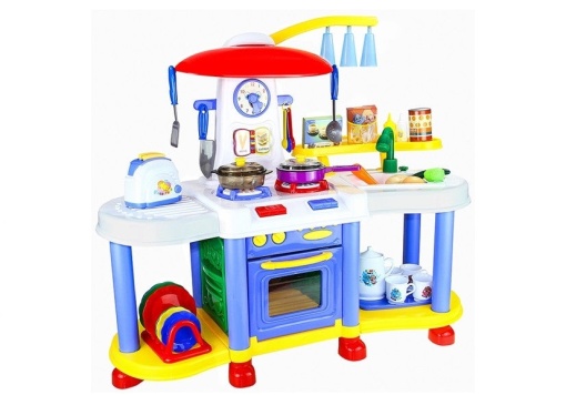 Bucatarie de jucarie, cu 30 accesorii, cu blat de lucru, sunete si lumini, multicolora