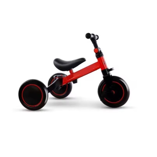 Tricicleta transformabila in bicicleta de echilibru, roata fata de 9 inci, pentru copii 2-6 ani cu inaltime intre 80-130 cm, 3.5 kg greutate, rosu/galben/alb