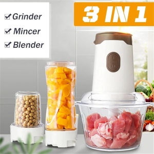 Blender, tocator si storcator T164, 3 in 1, 250W, cu 3 accesorii, alb-maro - Img 5