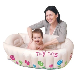 Cada gonflabila, pentru bebe, cu flori, dimensiuni 91x61x29cm, multicolor - Img 2