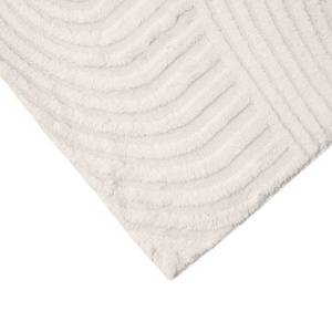 Covoras decorativ, cu aspect de blanita, model curcubeu reliefat, interior cu suprafata antiderapanta, 150x100 cm, crem - Img 2