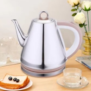 Fierbator electric de apa, din inox, 1.5L, 2000W, oprire automata, model retro, alb-argintiu-bej - Img 2