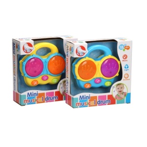 Jucarie pentru copii 18 luni+ Tobe cu Lumini si Sunete, 16x15x5 cm, galben/albastru - Img 1
