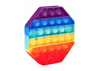 Jucarie Pop It curcubeu antistres din silicon, hexagon - Img 3