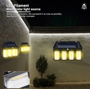 Lampa solara cu 4 LED-uri, 1.5W x 4, cu senzor de miscare, 600LM, acumulator 1600mAh, negru - Img 6