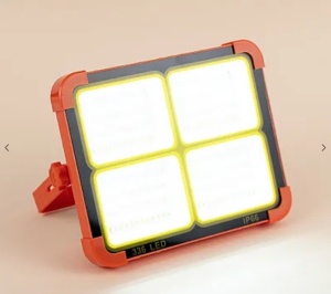 Lampa solara portabila de lucru LED 200W cu USB IP65, reincarcabila, Portocalie - Img 5