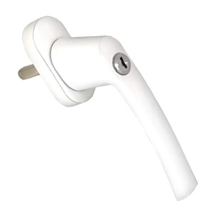 Maner pentru ferestre din PVC, pentru geam de 35 mm cu sistem de blocare cu cheie, Alb - Img 1