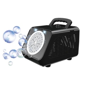 Masina electrica de facut baloane din sapun, lumini LED, 2 viteze, 200ml, 12000 de baloane/min, 12x13x19cm, negru/alb - Img 1