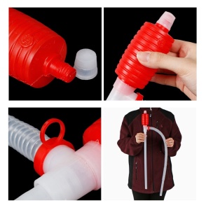 Pompa Manuala pentru Transfer Combustibil/Ulei/Apa sau alte Lichide, 54cm Lungime, Plastic, Alb/Rosu - Img 3