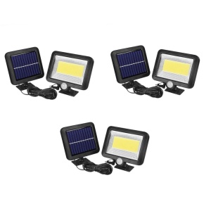 Set 3 X Lampa Solara 100 LED-uri COB, Putere 30W, Senzor de Lumina si Miscare, Negru - Img 1