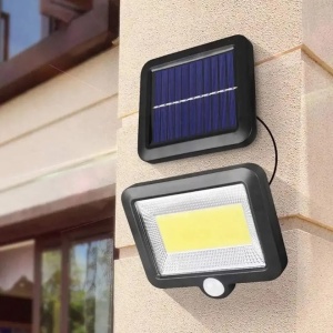 Set 3 X Lampa Solara 100 LED-uri COB, Putere 30W, Senzor de Lumina si Miscare, Negru - Img 2