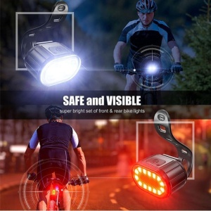 Set Lumini Bicicleta, Far si Stop LED, Reincarcabile USB, Rezistente la apa, Negru - Img 5