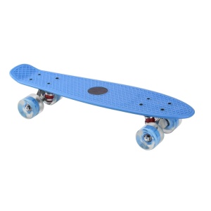 Skateboard cu Lumini, pentru copii de 4 ani+, rulmenti ABEC-7, roti din silicon, 55 x 14.5 cm, Albastru/Rosu - Img 3