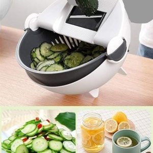 Strecuratoare si feliator de legume sau fructe manual cu castron inclus, accesorii diverse - Img 3