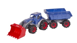 Tractor Texas cu buldozer frontal si remorca, pentru copii 3 ani+, multicolor - Img 1