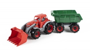 Tractor Texas cu buldozer frontal si remorca, pentru copii 3 ani+, multicolor - Img 4