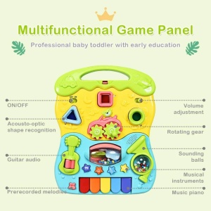 Antemergator cu activitati 2 in 1, pentru copii 1 an+, cu sunete si lumini, 37x40x42 cm, albastru-verde/roz-verde - Img 3