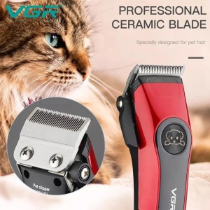 Aparat de tuns animale de companie, VGR V202, Fara Fir, 10W, Lame din Otel, 7 Accesorii, Rosu cu Negru - Img 5