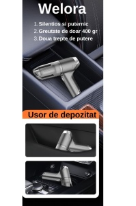 Aspirator Auto 3 in 1, Fara Fir, Turbo Duster, 4000PA, 120W, Baterie 2000mAh, 2 Trepte, Filtru HEPA, Negru - Img 6