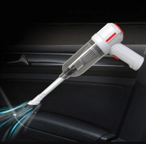 Aspirator mic de mana, 120W putere, portabil, fara fir pentru masina sau casa, reincarcabil cu USB, cu 3 accesorii, alb - Img 3