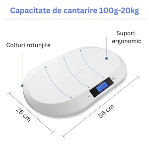 Cantar digital pentru bebelusi, pana la maxim 20kg, functie Tare, afisaj LCD - Img 6