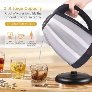 Fierbator electric 1500W, 2L capacitate, inox, cu oprire automata, argintiu-negru - Img 2
