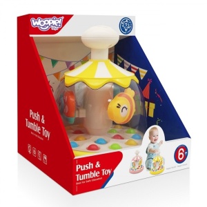 Jucarie Interactiva pentru Bebelusi, Carusel Rotativ cu Animale, 6 luni+, Plastic, Roz/Galben - Img 8