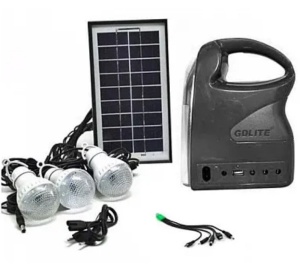 Kit solar GDLITE GD-7 PREMIUM 3 becuri, lanterna inclusa + usb incarcare - Img 1