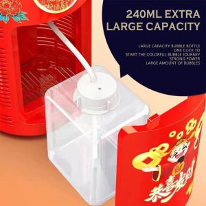 Masina automata de facut baloane de sapun cu sunet si lumini, efect de artificii, 240 ml, 4 x AA, 20 x 10.5 cm, rosu - Img 7