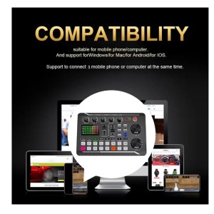 Placa de sunet bluetooth, cu mixer audio, schimbator de voce, 18 efecte de sunet live si mixer pentru microfoane, negru - Img 2