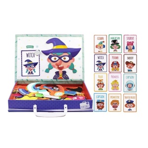 Puzzle magnetic Vrajiroare, cu 12 roluri diferite, din lemn, pentru copii 3 ani+, 27x20x4 cm, multicolor - Img 1