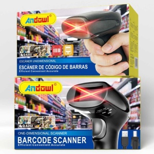 Scanner A202 coduri de bare 1D Linear, laser, cu cablu USB, negru - Img 3