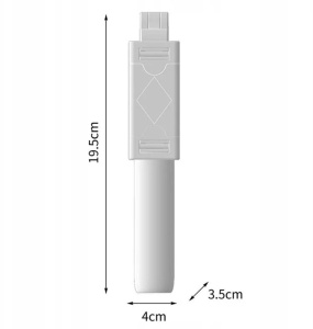 Selfie Stick Extensibil pana la 64cm, Bluetooth, Telecomanda si Proiector LED, Alb - Img 7