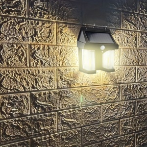 Set 5 x Lampi solare duble pentru perete, 2W, 1200LM, protectie intemperii IP65, pentru casa sau gradina, negru - Img 2