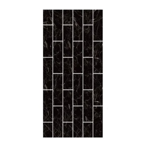 Set 5 x tapet autoadeziv decorativ, spuma moale, lavabil, adeziv puternic, usor de montat, 30x60cm, negru, model marmura - Img 1