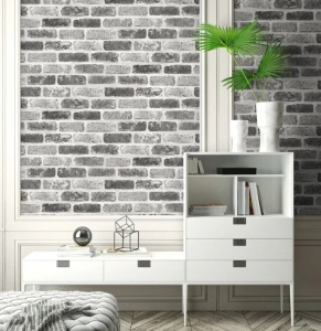 Set 5 x tapet autoadeziv decorativ, spuma moale, lavabil, adeziv puternic, usor de montat, 30x60cm, gri, model caramida - Img 2