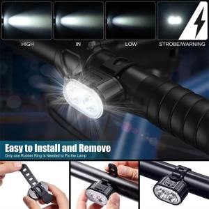 Set Lumini Bicicleta, Far si Stop LED, Reincarcabile USB, Rezistente la apa, Negru - Img 6
