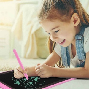 Tableta grafica pentru copii, Display de 12", cu Buton de blocare si stergere, Stilou, Roz - Img 5