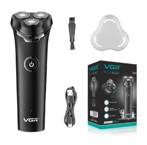 Aparat de ras electric VGR V-319 IPX6, incarcare USB, functioneaza pe ud sau uscat, fara fir, cu 3 lame rotative, negru - Img 1