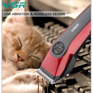 Aparat de tuns animale de companie, VGR V202, Fara Fir, 10W, Lame din Otel, 7 Accesorii, Rosu cu Negru - Img 2