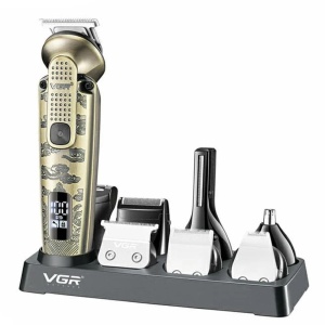 Aparat de Tuns Fara Fir, V-095, 7 in 1, 25 Accesorii, Baterie 1200mAh, 6500rpm, IPX6, Auriu - Img 2