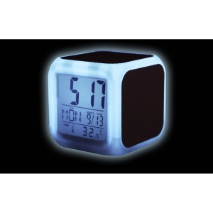 Ceas cub cu alarma, calendar si termometru inclus, 7 culori interschimbabile - Img 7
