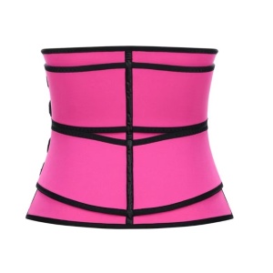 Centura modelatoare, Talie de viespe, cu fermoar si velcro, efect de sauna, neopren, Marime L/XL/XXL, roz - Img 3