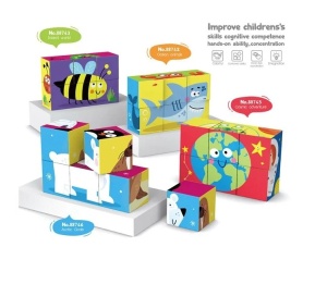 Cuburi Puzzle cu Animale si Insecte, 6 Piese, 21.7x18x6.6 cm, multicolor - Img 2