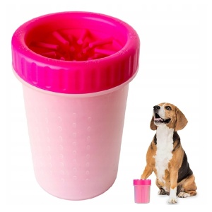 Dispozitiv din silicon pentru curatare labute animale, Talie mare, marime XL, diametru 7.5cm, 15x10cm, Roz - Img 3